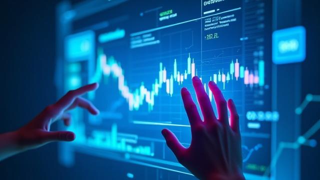 Futuristic digital interface showing AI-driven financial data and graphs, representing innovation in personal investing.